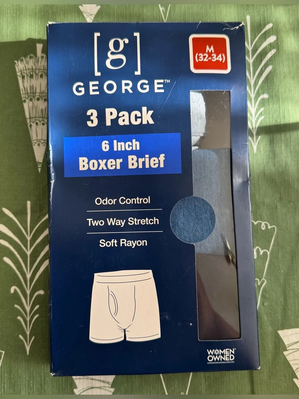 George Men's 3 Pack Soft Touch Rayon 6 Inch Boxer Briefs M 32-34 Assorted Blue